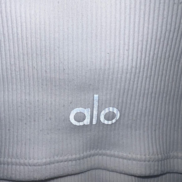 Alo Yoga Ribbed Cropped Dynamite Tank Open Back High Neck Size Large White - Picture 6 of 6